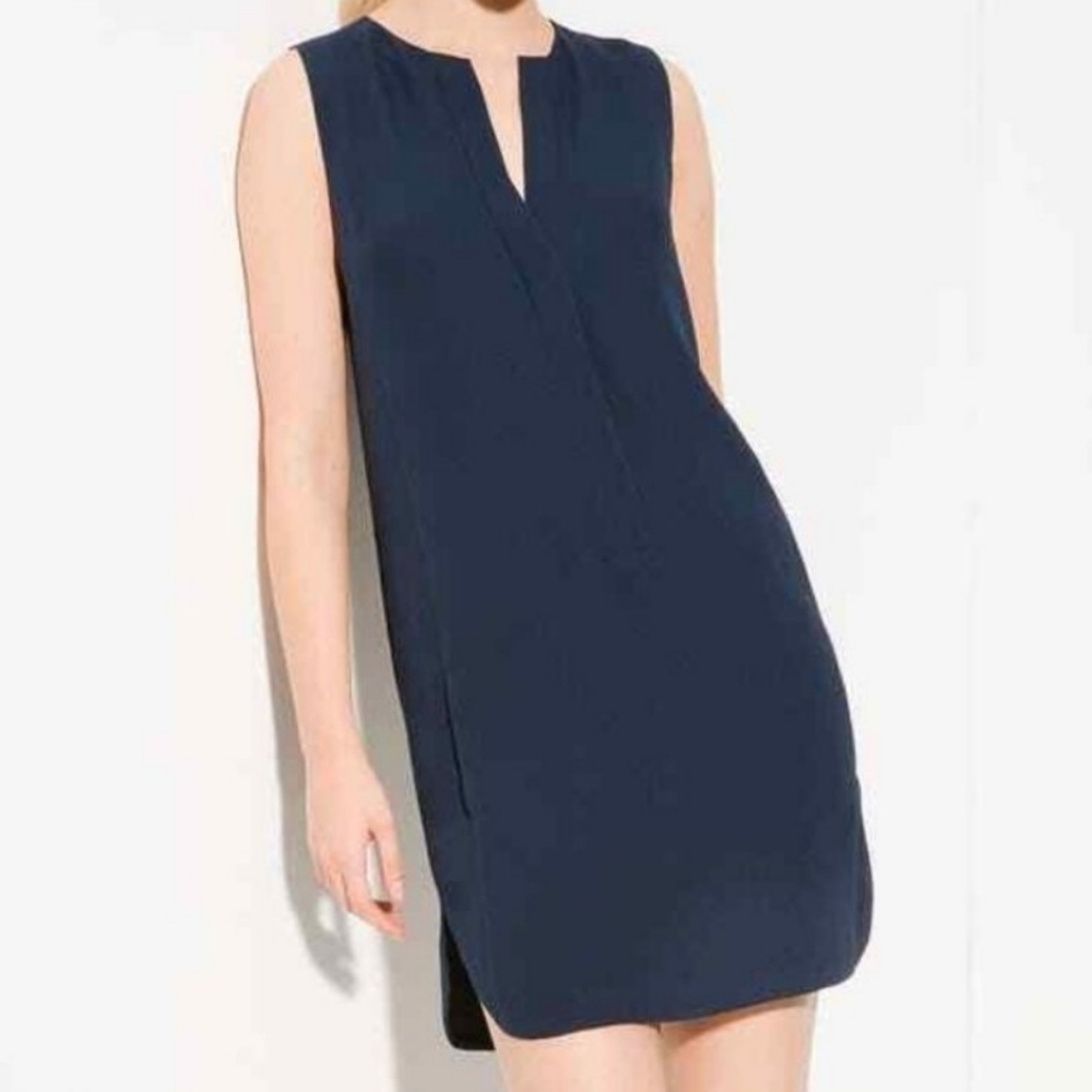 Vince Silk Sleeveless Popover Shift Dress